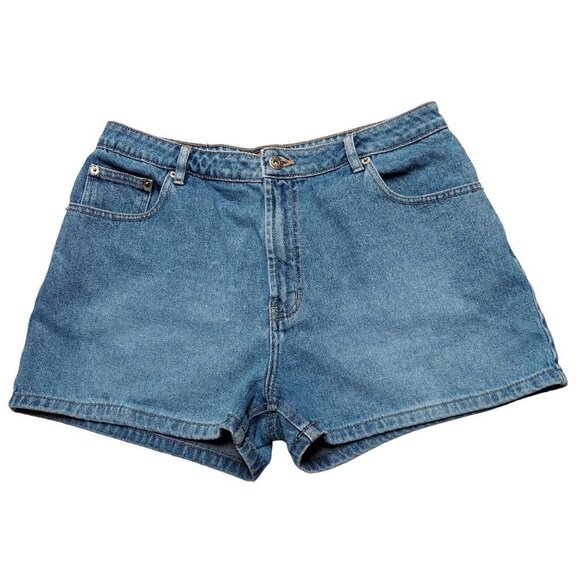 Route 66 Vintage Women's High Rise Medium Wash Denim Jean Mom Shorts - Picture 1 of 5